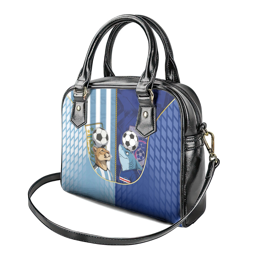 Argentine And Cape Verde Football Shoulder Handbag Split Flag Puma Shark Soccer