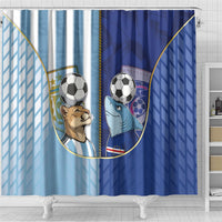 Argentine And Cape Verde Football Shower Curtain Split Flag Puma Shark Soccer