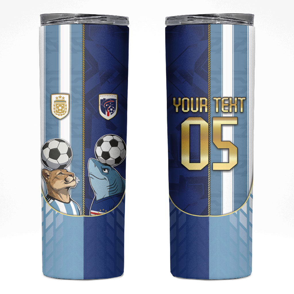 Custom Argentine And Cape Verde Football Skinny Tumbler Split Flag Puma Shark Soccer