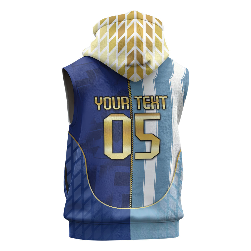 Custom Argentine And Cape Verde Football Sleeveless Zip Hoodie Split Flag Puma Shark Soccer