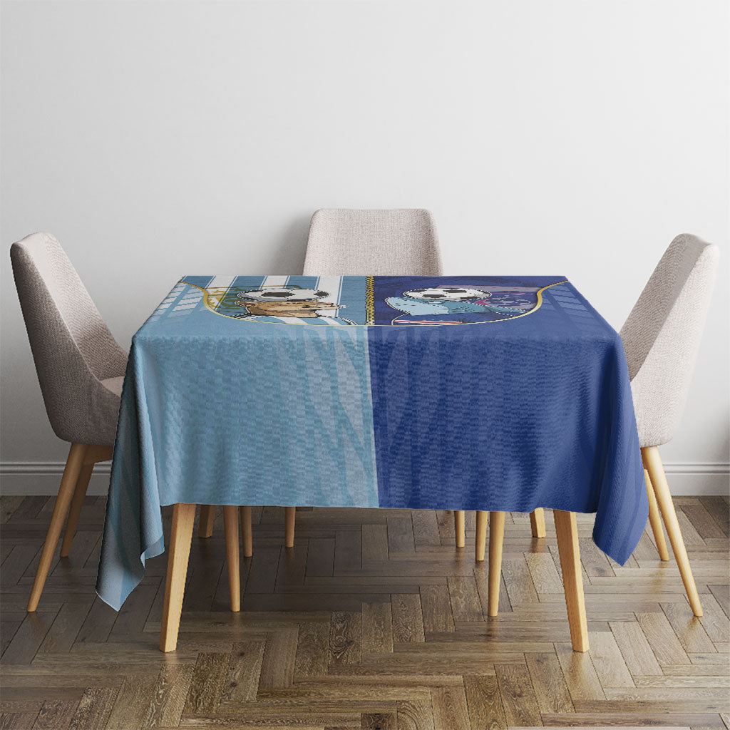 Argentine And Cape Verde Football Tablecloth Split Flag Puma Shark Soccer