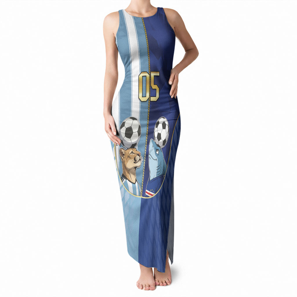 Custom Argentine And Cape Verde Football Tank Maxi Dress Split Flag Puma Shark Soccer