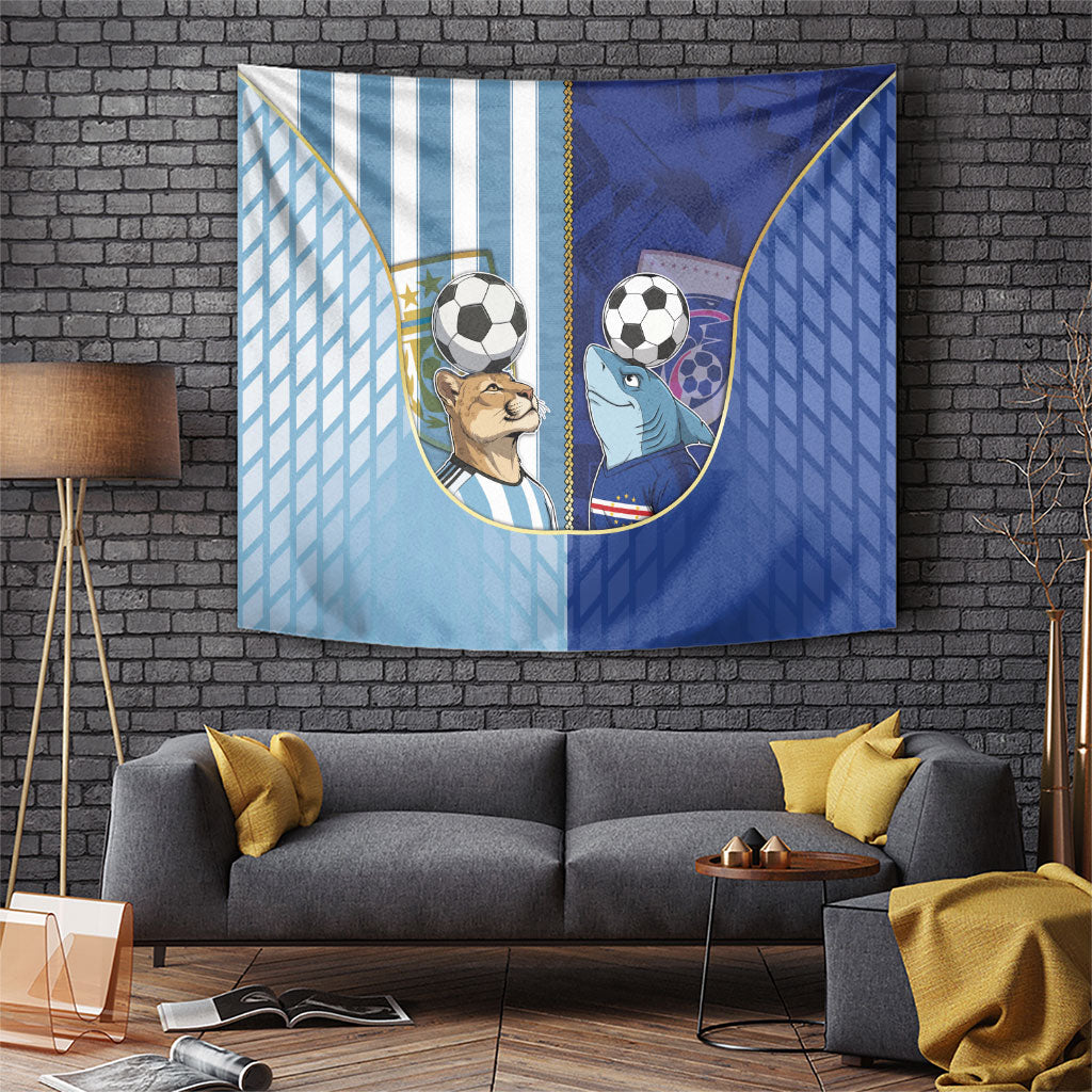 Argentine And Cape Verde Football Tapestry Split Flag Puma Shark Soccer