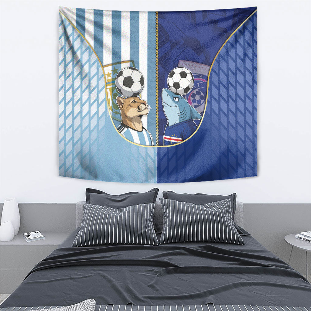 Argentine And Cape Verde Football Tapestry Split Flag Puma Shark Soccer