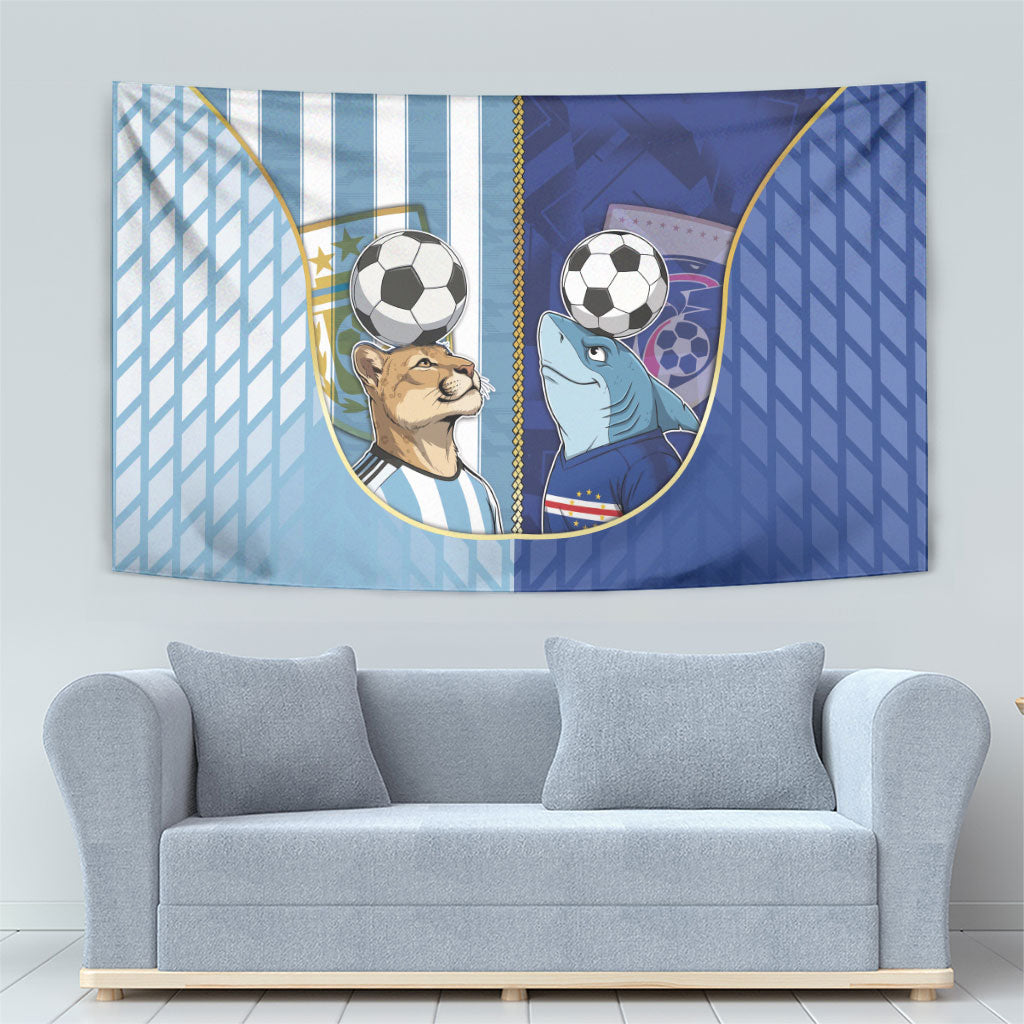 Argentine And Cape Verde Football Tapestry Split Flag Puma Shark Soccer