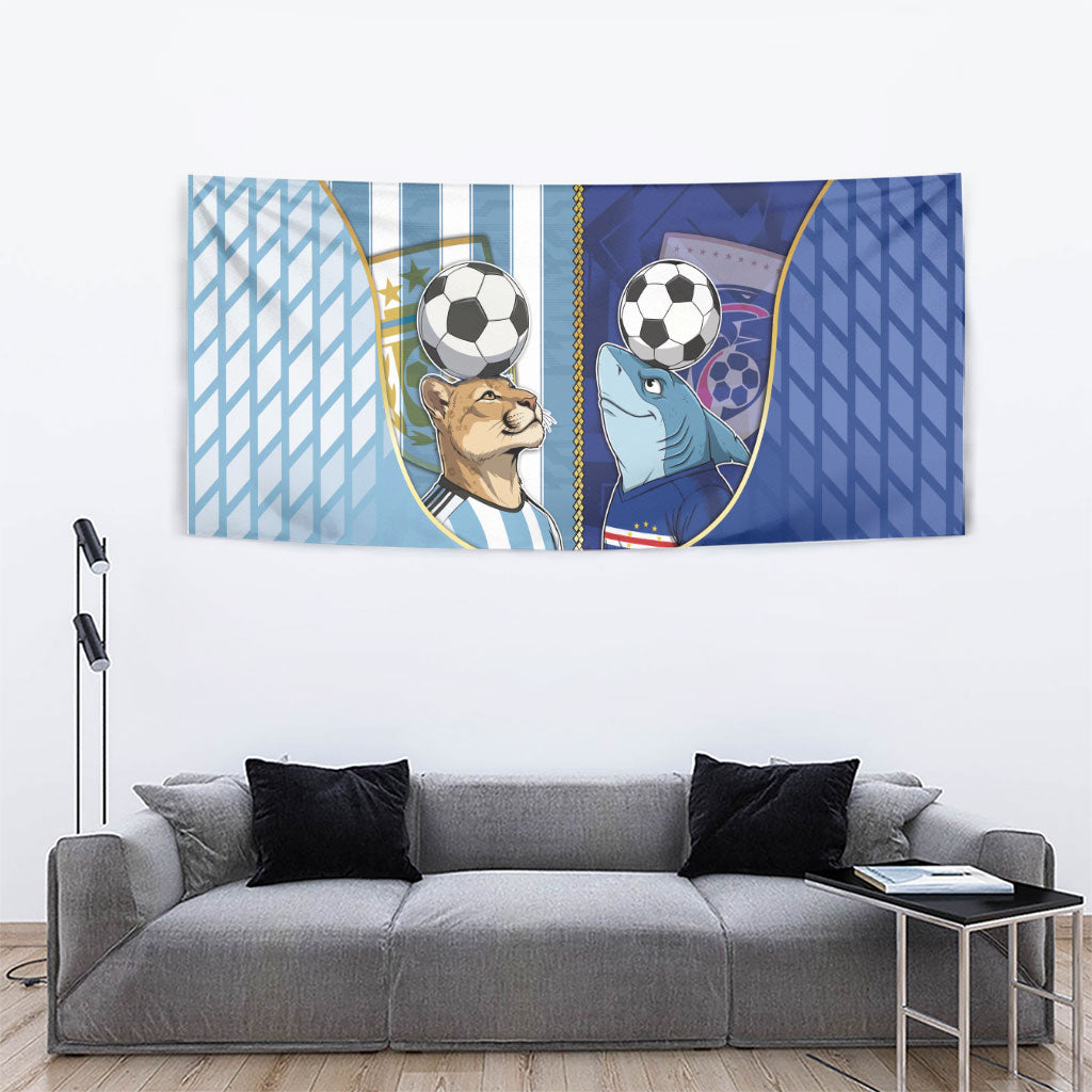 Argentine And Cape Verde Football Tapestry Split Flag Puma Shark Soccer