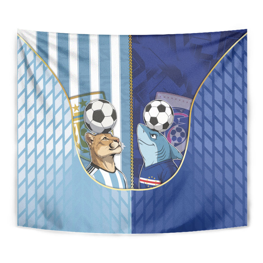 Argentine And Cape Verde Football Tapestry Split Flag Puma Shark Soccer