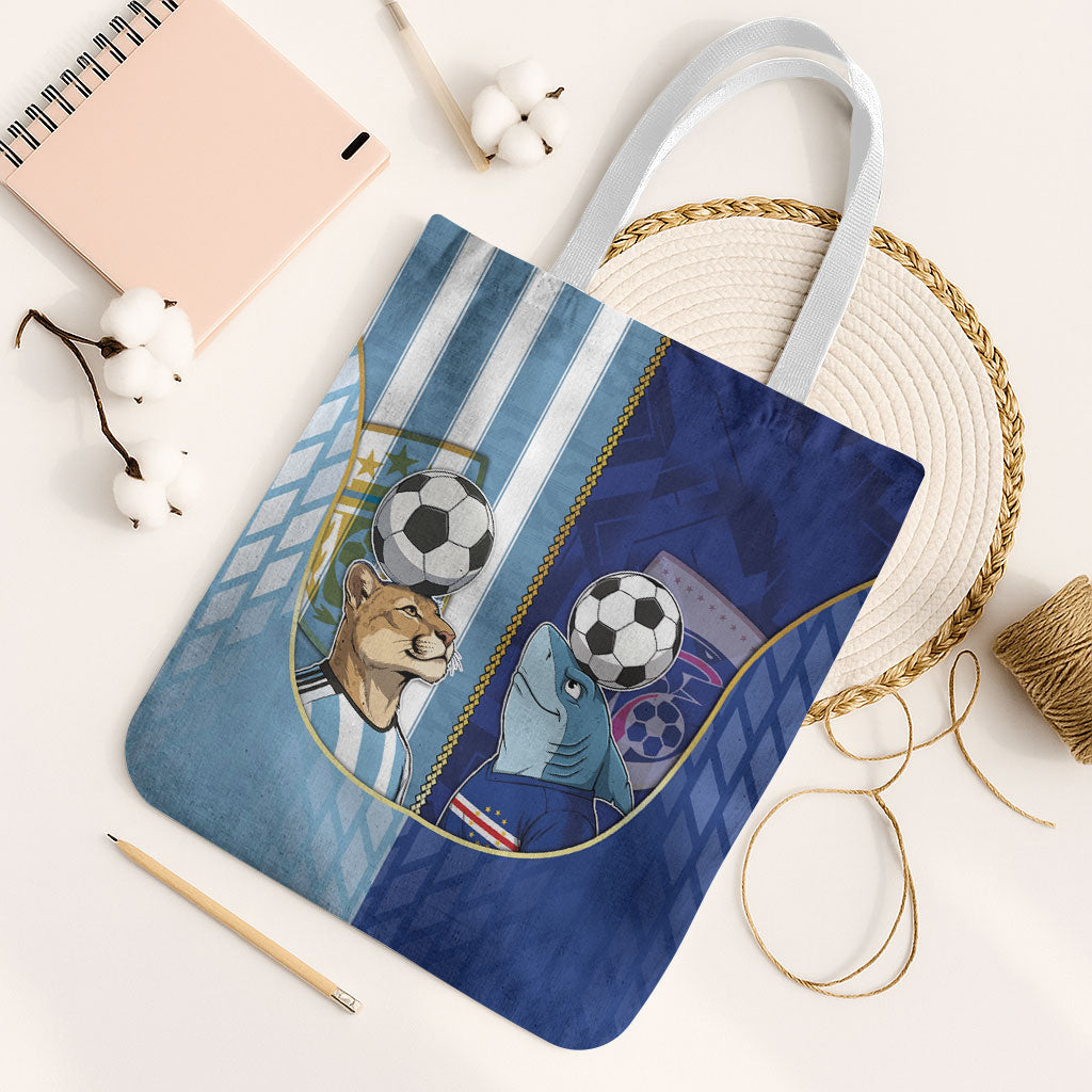 Argentine And Cape Verde Football Tote Bag Split Flag Puma Shark Soccer