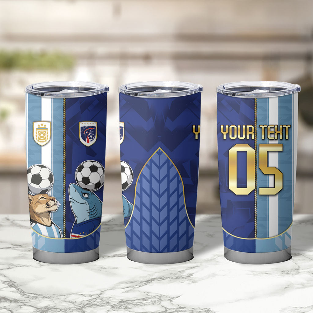 Custom Argentine And Cape Verde Football Tumbler Cup Split Flag Puma Shark Soccer