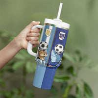 Custom Argentine And Cape Verde Football Tumbler With Handle Split Flag Puma Shark Soccer