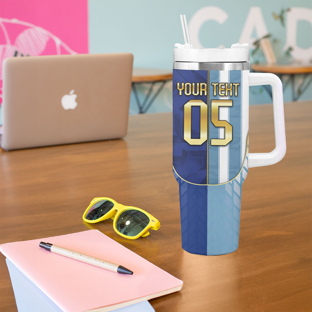 Custom Argentine And Cape Verde Football Tumbler With Handle Split Flag Puma Shark Soccer