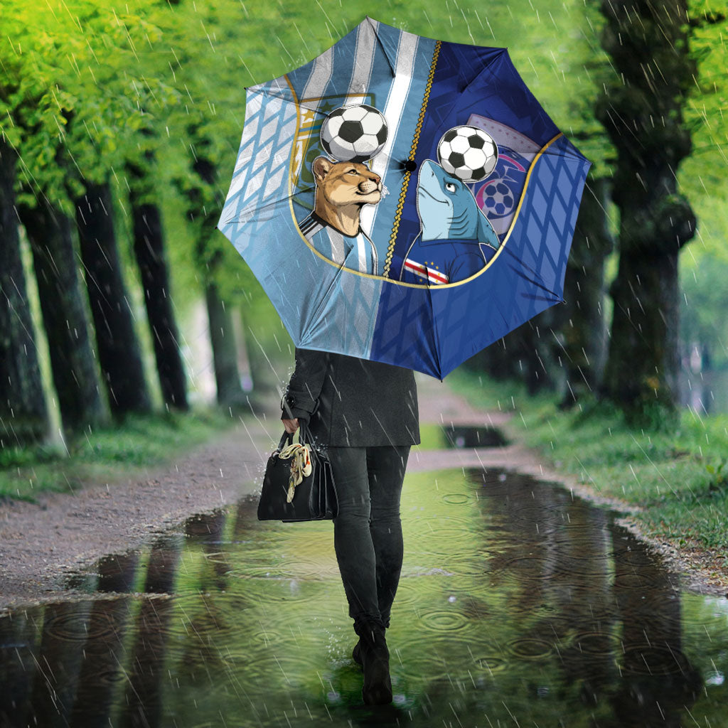 Argentine And Cape Verde Football Umbrella Split Flag Puma Shark Soccer