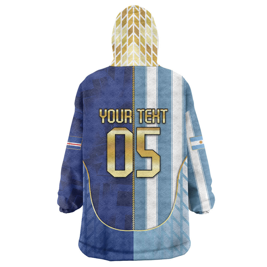 Custom Argentine And Cape Verde Football Wearable Blanket Hoodie Split Flag Puma Shark Soccer