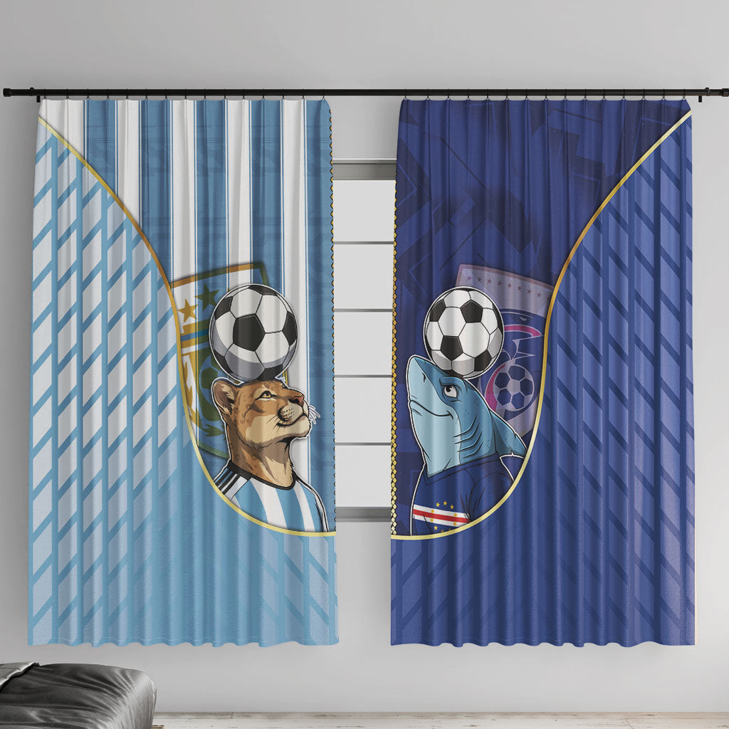 Argentine And Cape Verde Football Window Curtain Split Flag Puma Shark Soccer