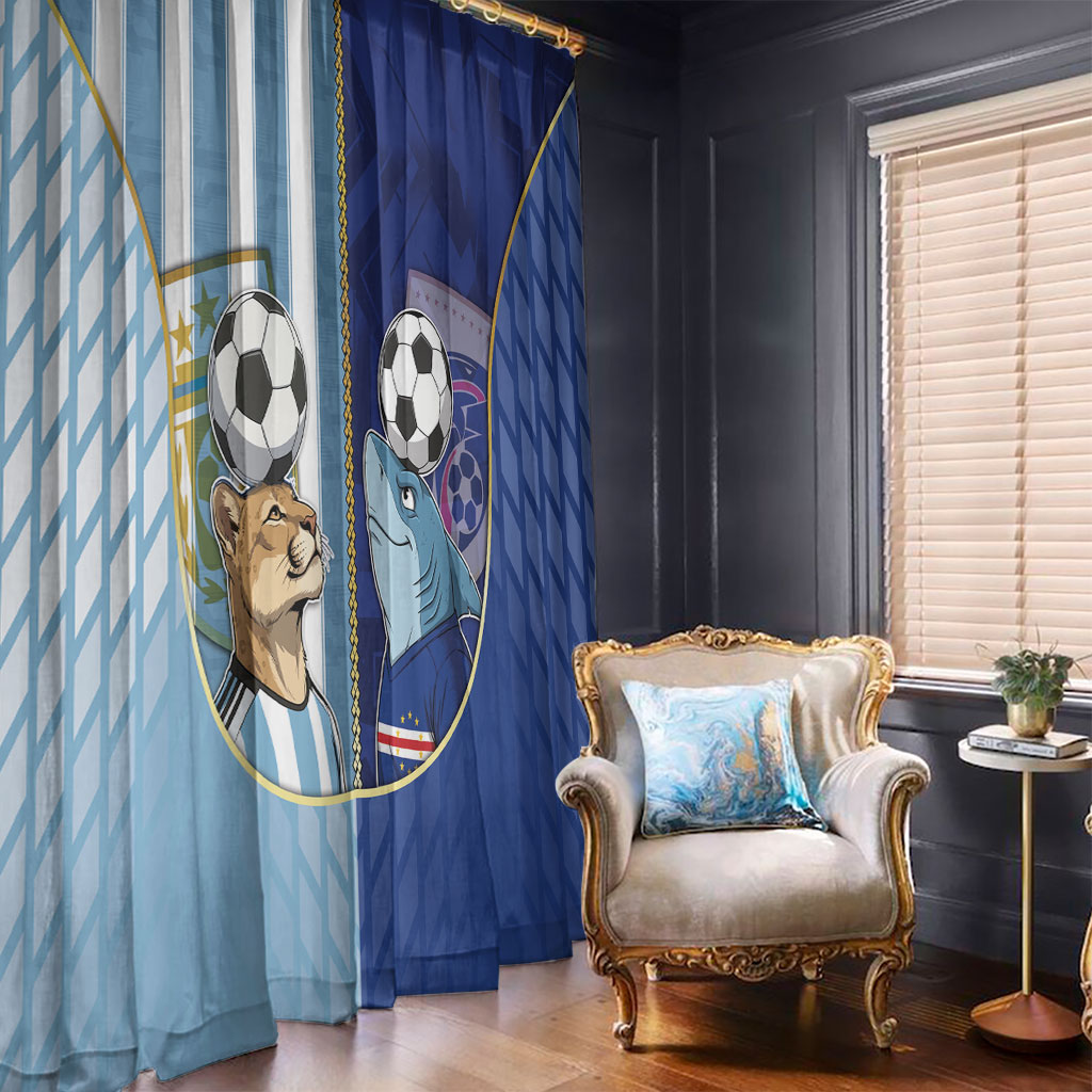 Argentine And Cape Verde Football Window Curtain Split Flag Puma Shark Soccer