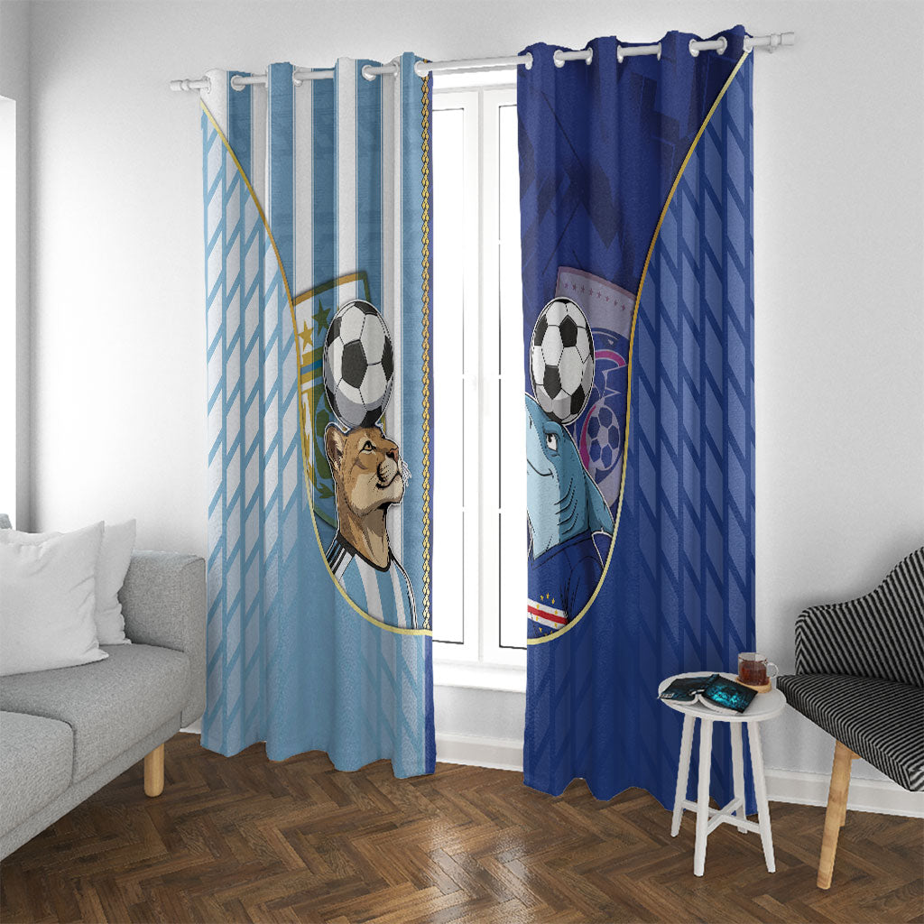 Argentine And Cape Verde Football Window Curtain Split Flag Puma Shark Soccer
