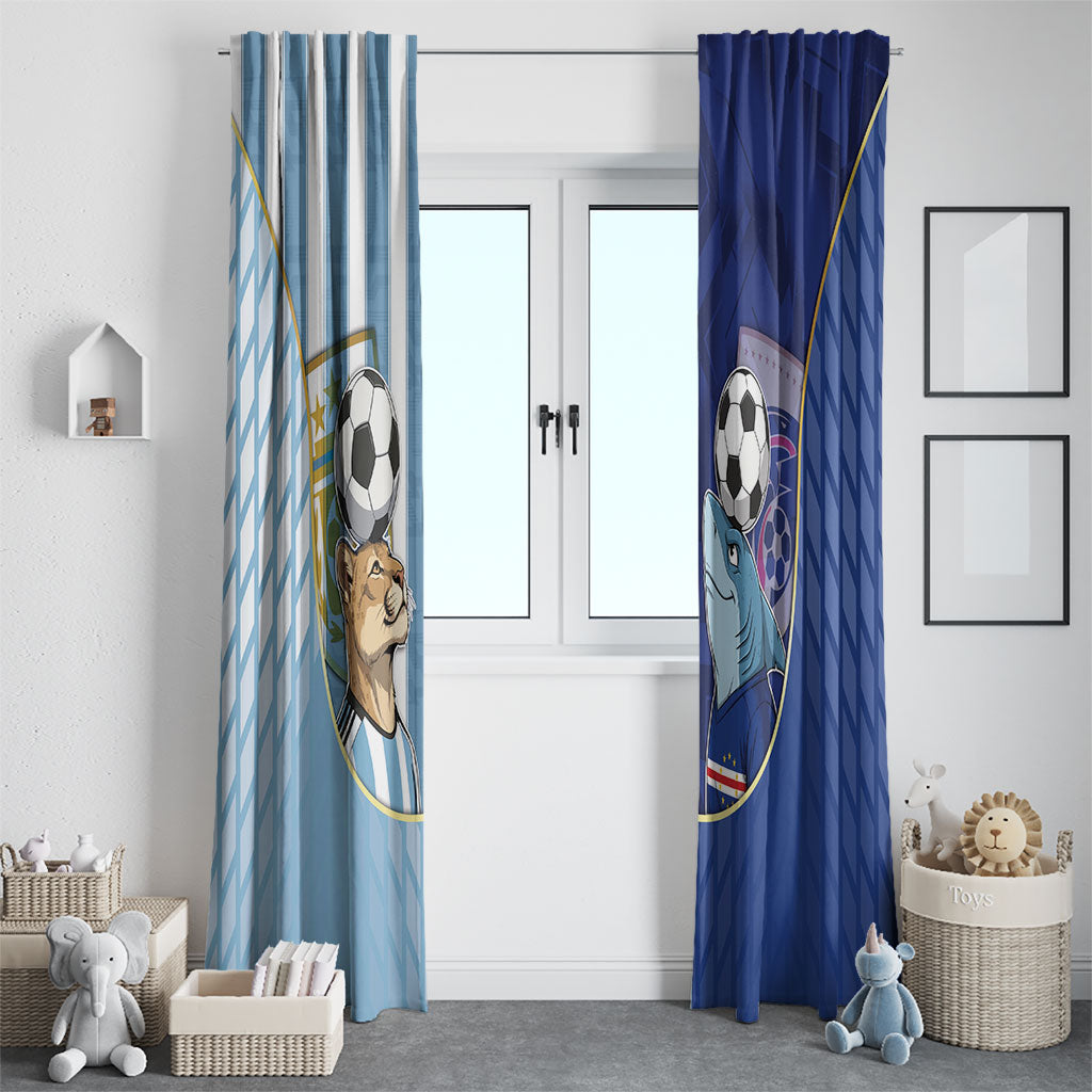 Argentine And Cape Verde Football Window Curtain Split Flag Puma Shark Soccer