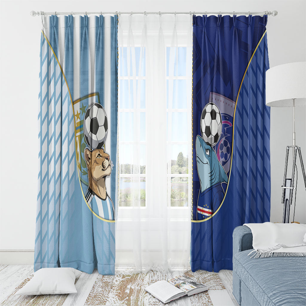 Argentine And Cape Verde Football Window Curtain Split Flag Puma Shark Soccer