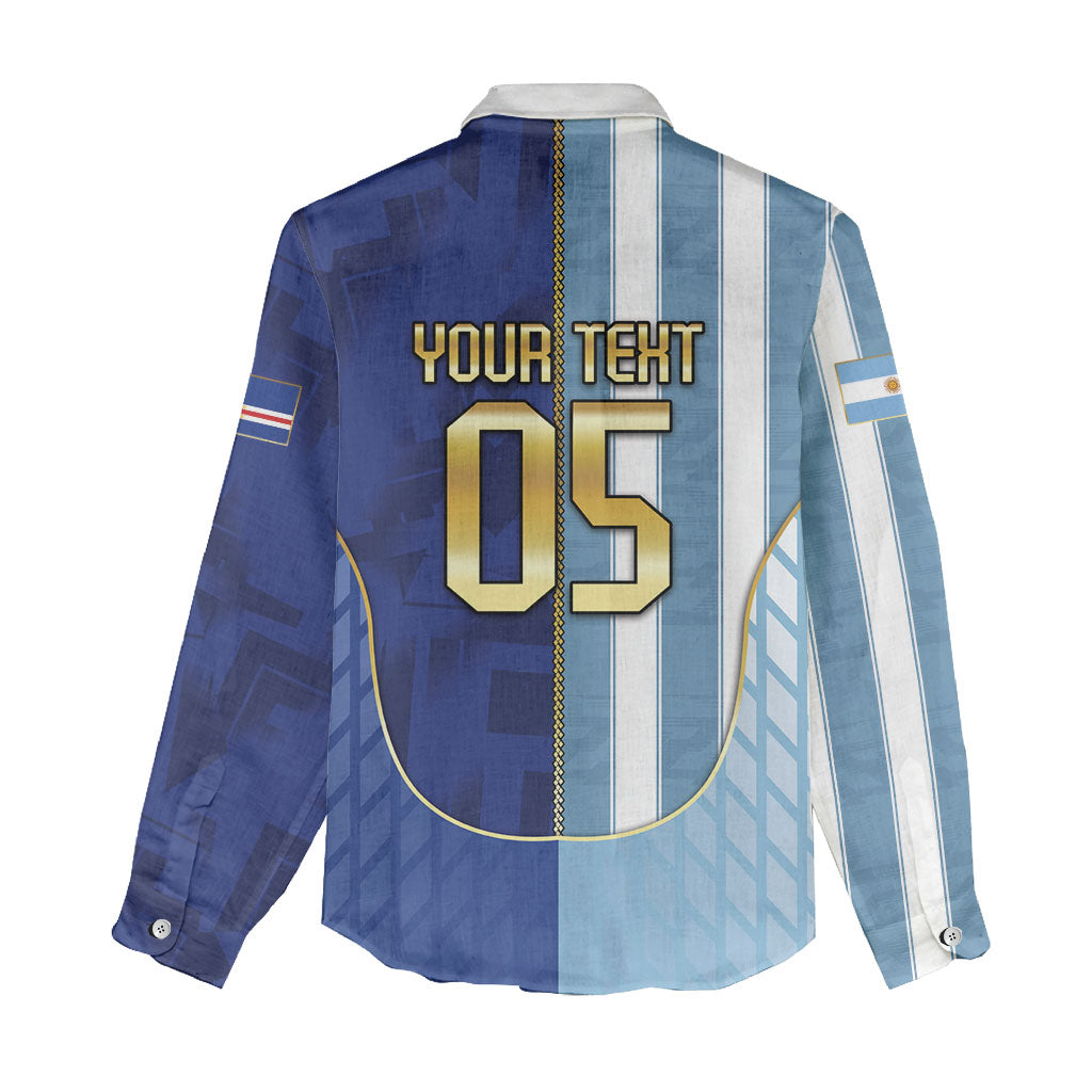 Custom Argentine And Cape Verde Football Women Casual Shirt Split Flag Puma Shark Soccer