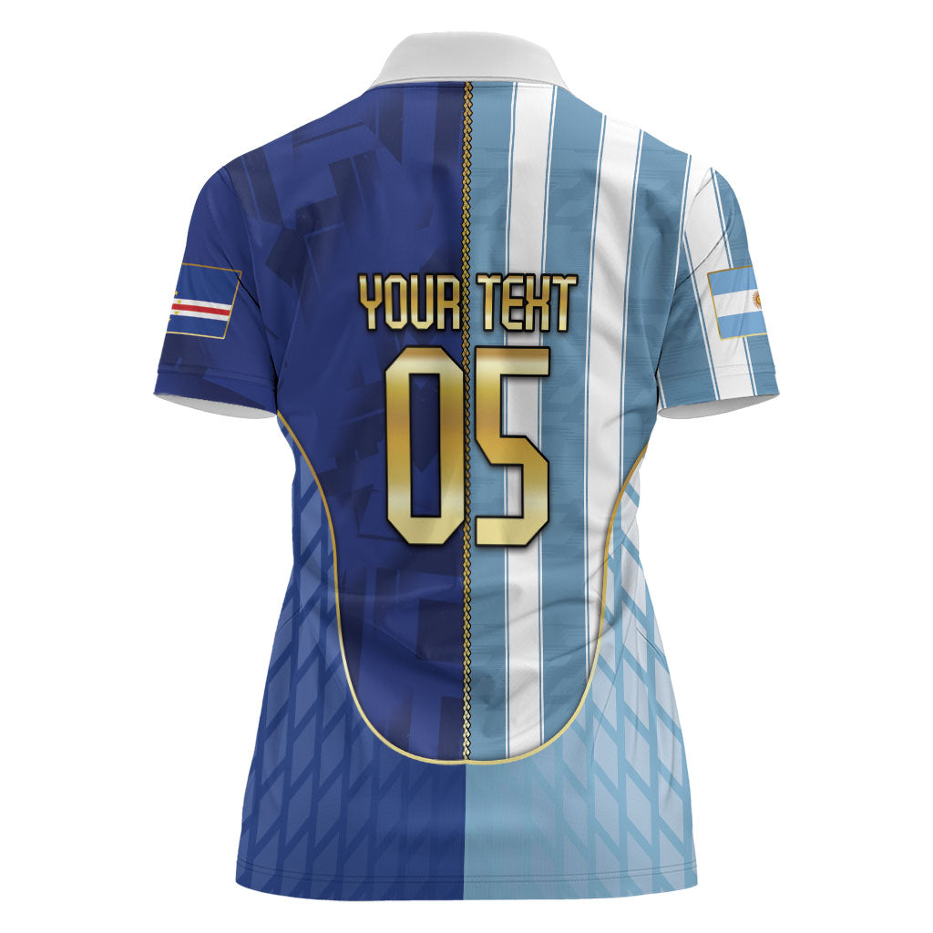 Custom Argentine And Cape Verde Football Women Polo Shirt Split Flag Puma Shark Soccer
