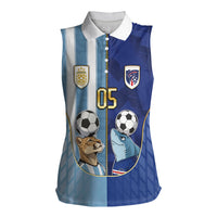 Custom Argentine And Cape Verde Football Women Sleeveless Polo Shirt Split Flag Puma Shark Soccer