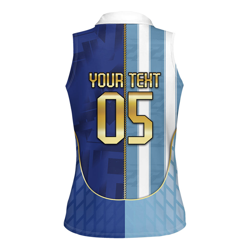 Custom Argentine And Cape Verde Football Women Sleeveless Polo Shirt Split Flag Puma Shark Soccer