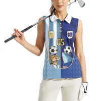 Custom Argentine And Cape Verde Football Women Sleeveless Polo Shirt Split Flag Puma Shark Soccer
