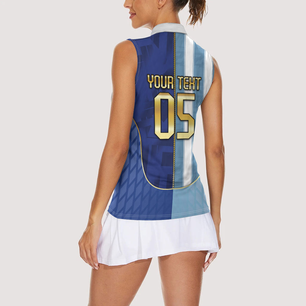 Custom Argentine And Cape Verde Football Women Sleeveless Polo Shirt Split Flag Puma Shark Soccer
