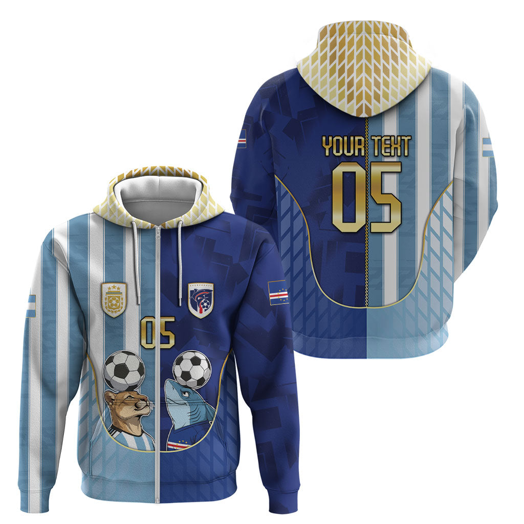 Custom Argentine And Cape Verde Football Zip Hoodie Split Flag Puma Shark Soccer