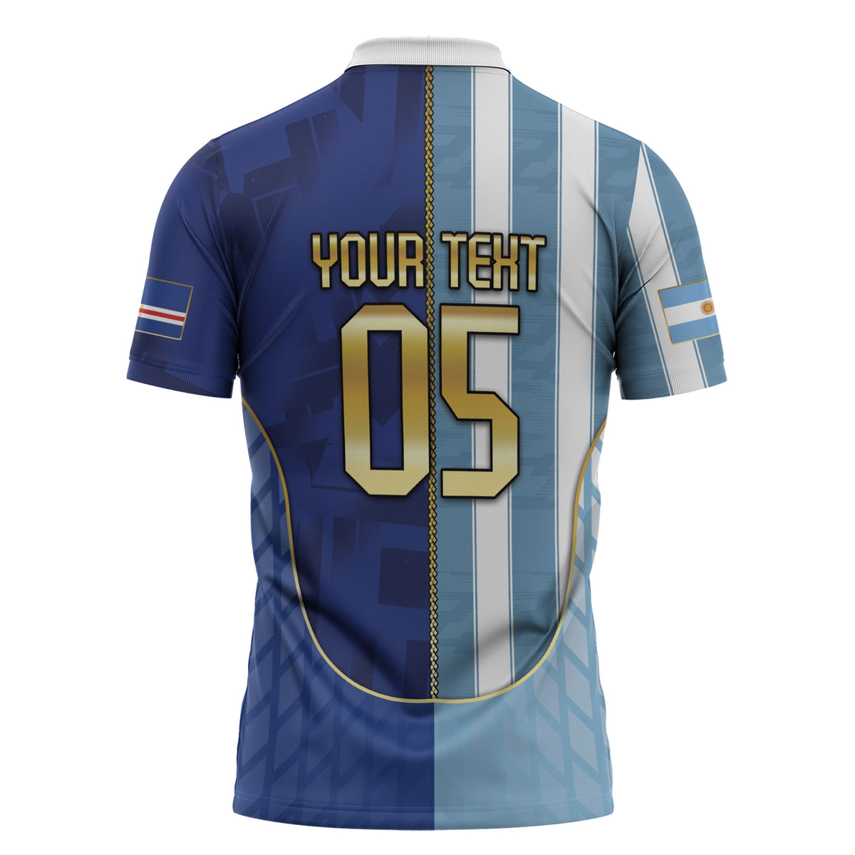 Custom Argentine And Cape Verde Football Zipper Polo Shirt Split Flag Puma Shark Soccer