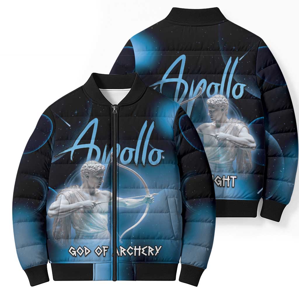 Ancient Greek Apollo Bomber Puffer Jacket God Of Archery - Wonder Print Shop