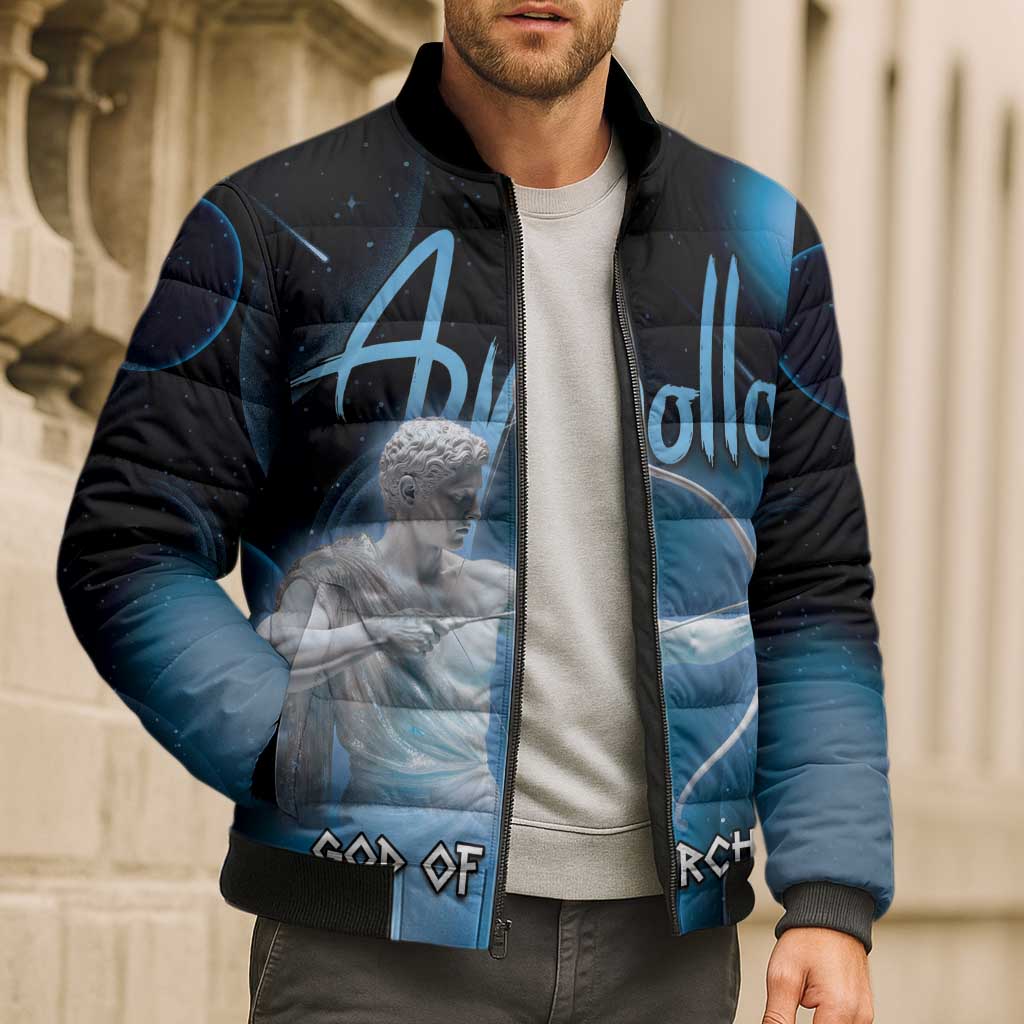 Ancient Greek Apollo Bomber Puffer Jacket God Of Archery - Wonder Print Shop