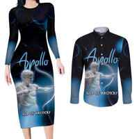 Ancient Greek Apollo Couples Matching Long Sleeve Bodycon Dress and Long Sleeve Button Shirt God Of Archery - Wonder Print Shop