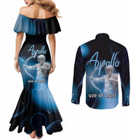 Ancient Greek Apollo Couples Matching Mermaid Dress and Long Sleeve Button Shirt God Of Archery - Wonder Print Shop