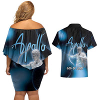 Ancient Greek Apollo Couples Matching Off Shoulder Short Dress and Hawaiian Shirt God Of Archery - Wonder Print Shop