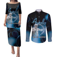 Ancient Greek Apollo Couples Matching Puletasi and Long Sleeve Button Shirt God Of Archery - Wonder Print Shop