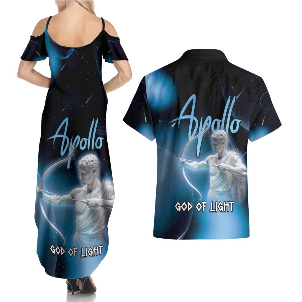Ancient Greek Apollo Couples Matching Summer Maxi Dress and Hawaiian Shirt God Of Archery - Wonder Print Shop