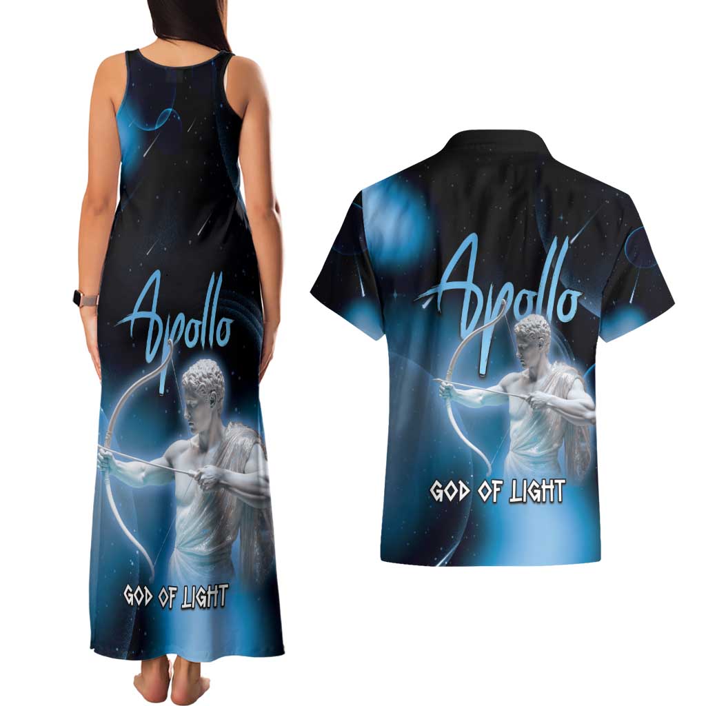 Ancient Greek Apollo Couples Matching Tank Maxi Dress and Hawaiian Shirt God Of Archery - Wonder Print Shop