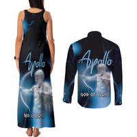 Ancient Greek Apollo Couples Matching Tank Maxi Dress and Long Sleeve Button Shirt God Of Archery - Wonder Print Shop