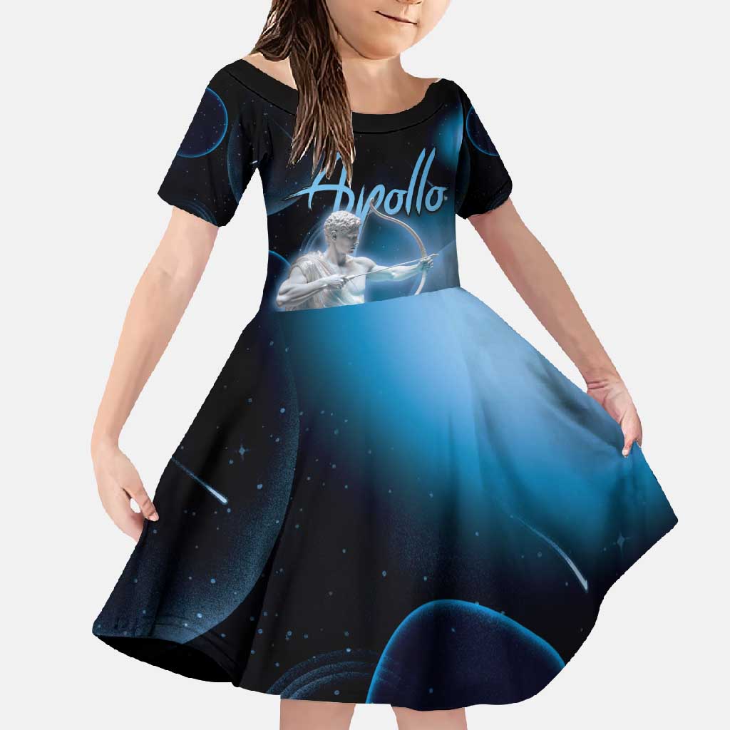 Ancient Greek Apollo Family Matching Long Sleeve Bodycon Dress and Hawaiian Shirt God Of Archery - Wonder Print Shop