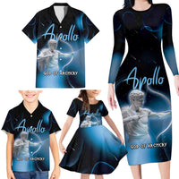 Ancient Greek Apollo Family Matching Long Sleeve Bodycon Dress and Hawaiian Shirt God Of Archery - Wonder Print Shop