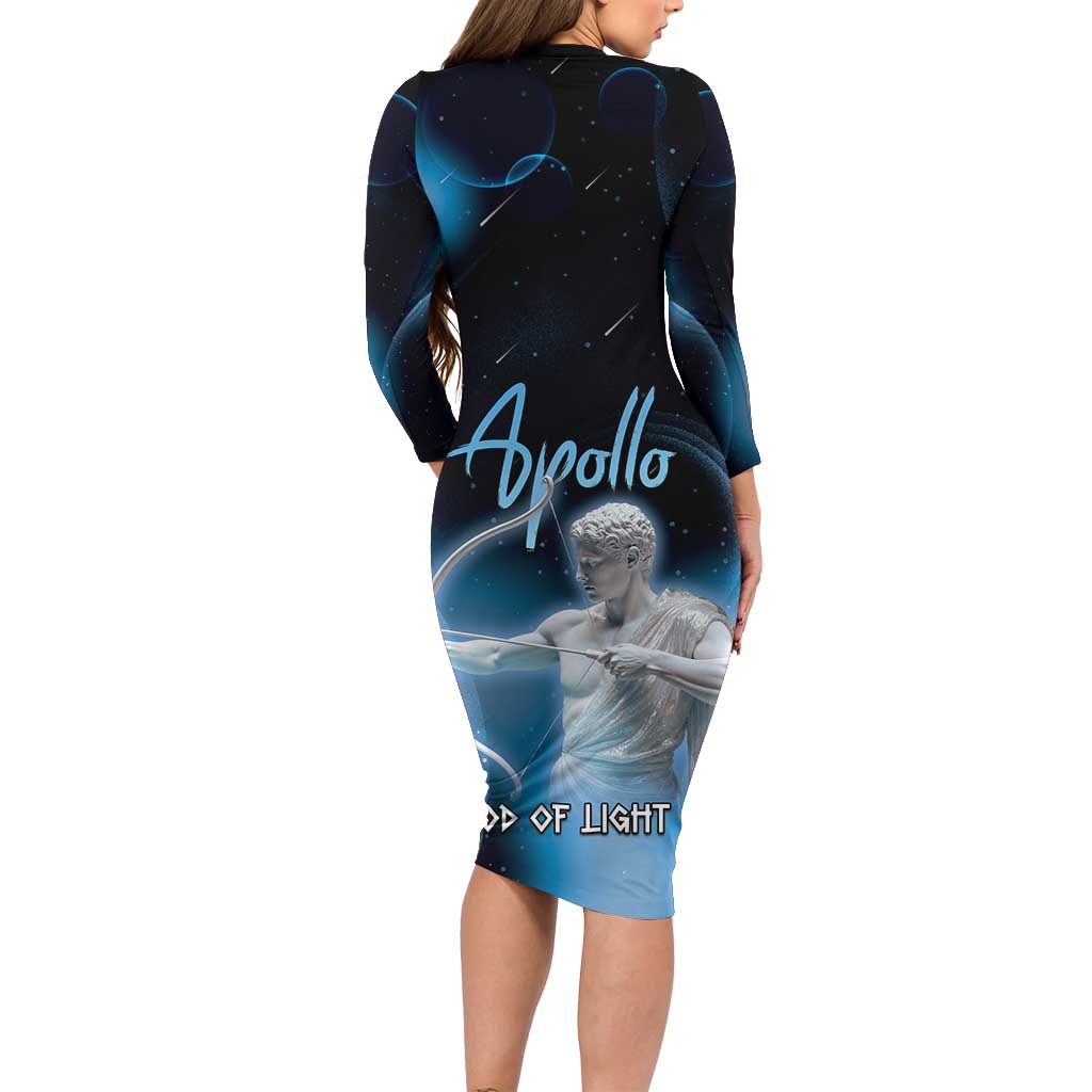 Ancient Greek Apollo Family Matching Long Sleeve Bodycon Dress and Hawaiian Shirt God Of Archery - Wonder Print Shop