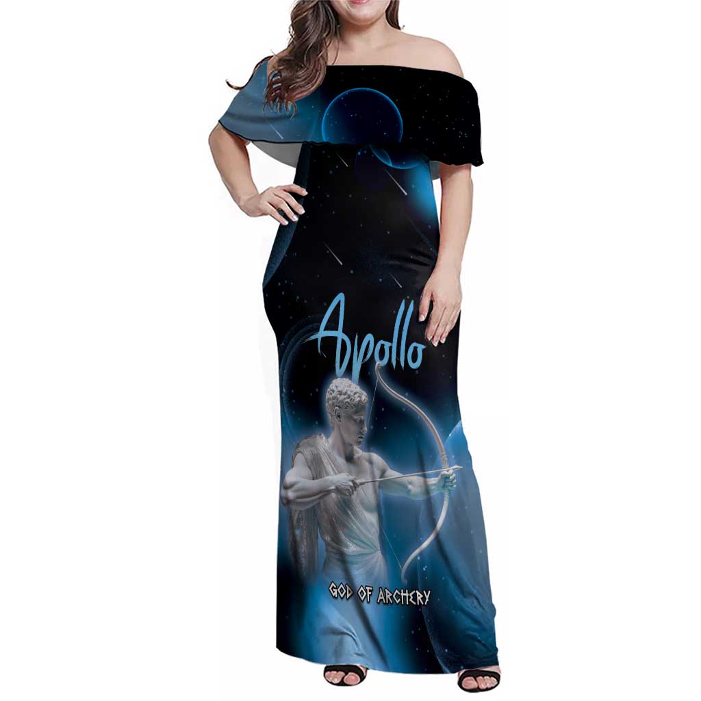 Ancient Greek Apollo Family Matching Off Shoulder Maxi Dress and Hawaiian Shirt God Of Archery - Wonder Print Shop