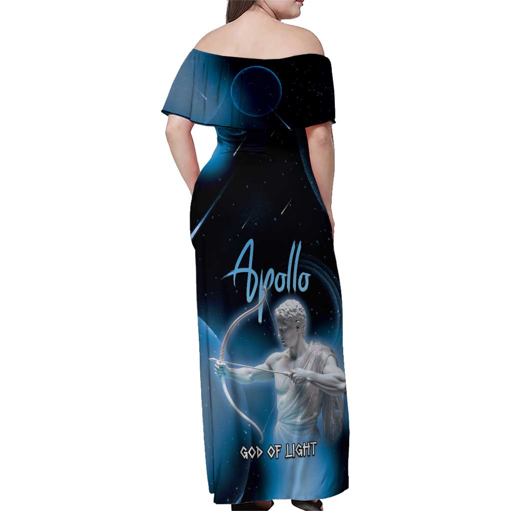 Ancient Greek Apollo Family Matching Off Shoulder Maxi Dress and Hawaiian Shirt God Of Archery - Wonder Print Shop
