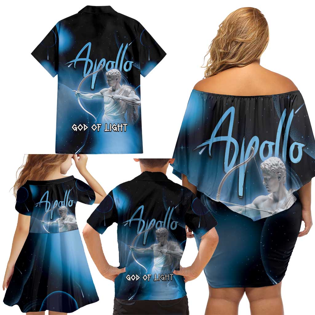 Ancient Greek Apollo Family Matching Off Shoulder Short Dress and Hawaiian Shirt God Of Archery - Wonder Print Shop