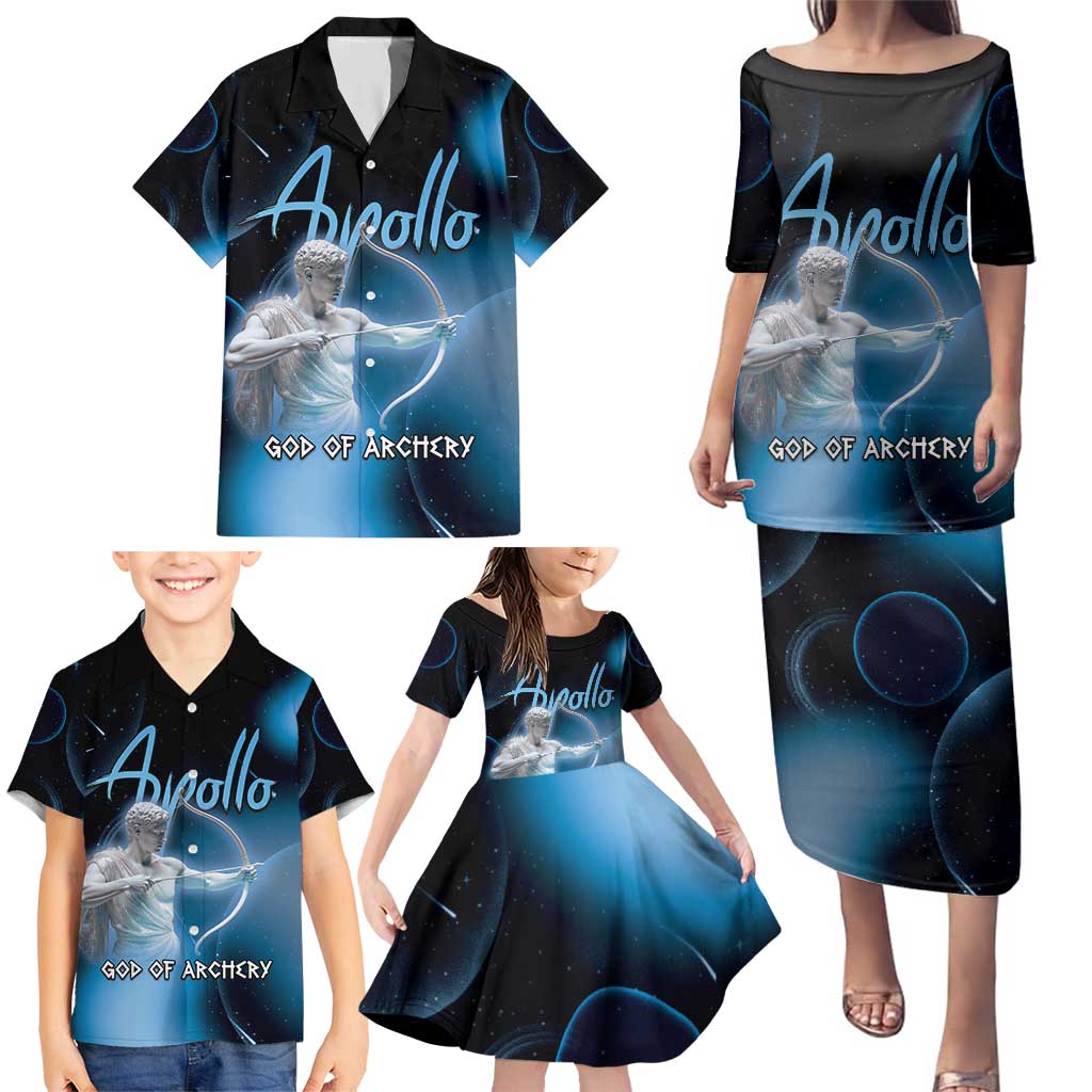 Ancient Greek Apollo Family Matching Puletasi and Hawaiian Shirt God Of Archery - Wonder Print Shop