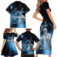Ancient Greek Apollo Family Matching Short Sleeve Bodycon Dress and Hawaiian Shirt God Of Archery - Wonder Print Shop