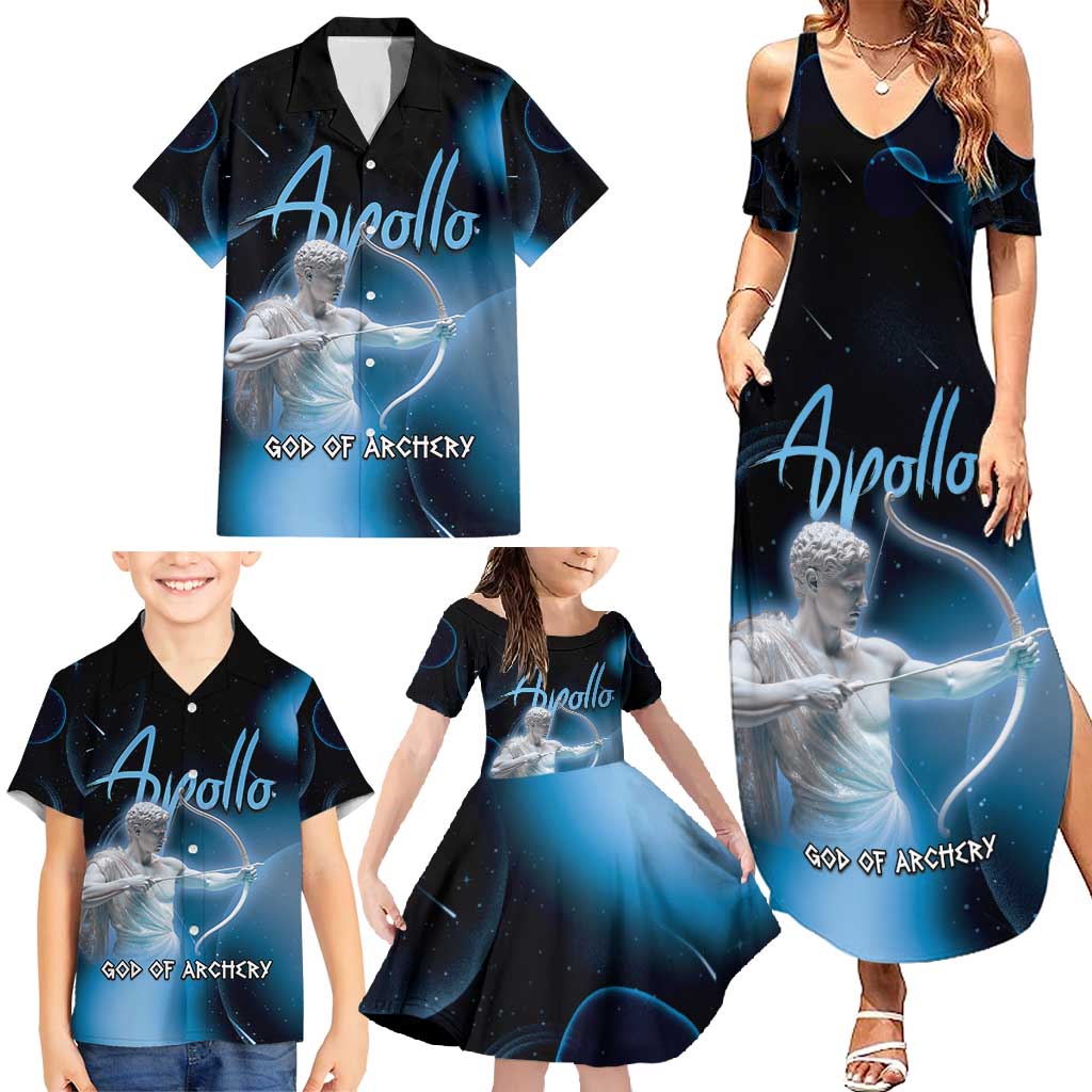 Ancient Greek Apollo Family Matching Summer Maxi Dress and Hawaiian Shirt God Of Archery - Wonder Print Shop