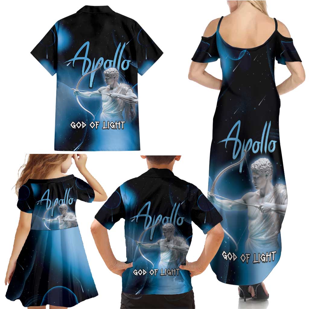 Ancient Greek Apollo Family Matching Summer Maxi Dress and Hawaiian Shirt God Of Archery - Wonder Print Shop