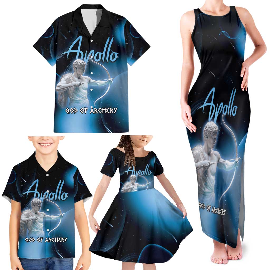 Ancient Greek Apollo Family Matching Tank Maxi Dress and Hawaiian Shirt God Of Archery - Wonder Print Shop